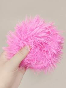 女士簡約時尚粉色毛茸茸髮圈和絨毛手環,秋冬款髮飾,適合日常裝扮和搭配