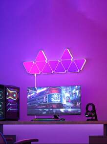 3/6/10pcs  Smart LED Light Panel Color LED Cellular Quantum Triangle  Light, Smart App Control, Dual Control Triangle LED Light Wall Panels With USB-Power, Geometry Triangle Lights Touch Used In Game Room Decor - White - View 2