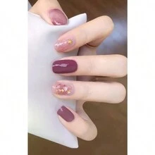 全貼式指甲油貼紙1片14貼自粘凝膠指甲包防水持久3d時尚指甲條diy指甲藝術裝飾女士女孩家居慶祝舞會假日旅行快速美甲粉色閃耀,附指甲文件 - 紫丁香色 - 查看 4