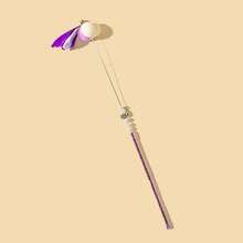 1入備有毛的紫色花朵貓玩具和引誘棒,非常適合玩耍和緩解壓力 - 紫色 - 查看 1