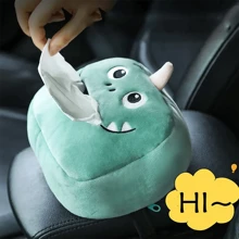 plush-cute-cartoon-tissue-box-tissue-holder-tissue-container-for-car-car-interior-accessory fluffy bag - Multicolor - View 8