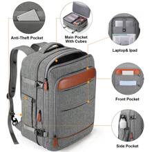 Bruno Cavalli Travel Backpack 42L Carry On Backpack Flight Approved Expandable Travel Backpack Carry On Backpack Luggage Daypack With Packing Cubes, Waterproof Weekender Bags For Women Men - 灰色 - 查看 4