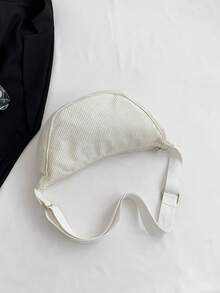 Women's Simple Casual Solid Color Crescent Shoulder Bag - White - View 7
