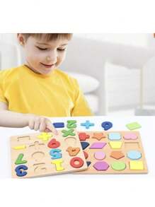 Rompecabezas Números Y Signos De Madera Didáctico Aprender Tablero Juguete Infantil Aprendizaje Temprano Cognición, Cerebro Entrenamiento al Azar - Beis - Ver 2