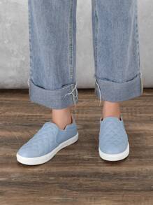 STQ Slip On Shoes For Women Fashion Sneakers Elees Quilted 2.0 Comfort Casual Fall Loafers - MÀU XANH DENIM - Xem 2
