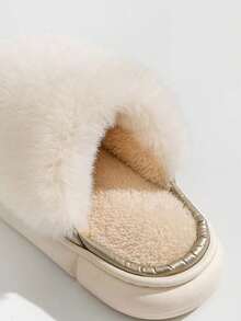 女士毛绒拖鞋，保暖防滑室内家居鞋，适合秋冬季 - 杏色 - 查看 7