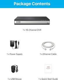 ZOSI H.265+ 16 Channel 1080P Hybrid 4-In-1 DVR Surveillance Recorder, Support Analog/AHD/TVI/CVI 720P/1080P Security Camera, Remote Access, Motion Detection - Black - View 9