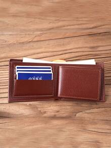 Men's Short Wallet Cardholder, Credit Card Holder, Billfold, Multi-card Slot, Coin Pocket, Id Card Case, Money Organizer - Brown - View 10