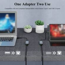 Wavlink 2.5g Usb C 和usb 3.0 乙太網路轉接器,混合二合一網路轉接器,相容於usb C/thunderbolt 3 或usb 3.0 筆記型電腦,鋁製便攜式usb-a 和type-c 轉rj45 轉接器,相容於、windows 和linux (蘋果灰) - 銀色 - 查看 7