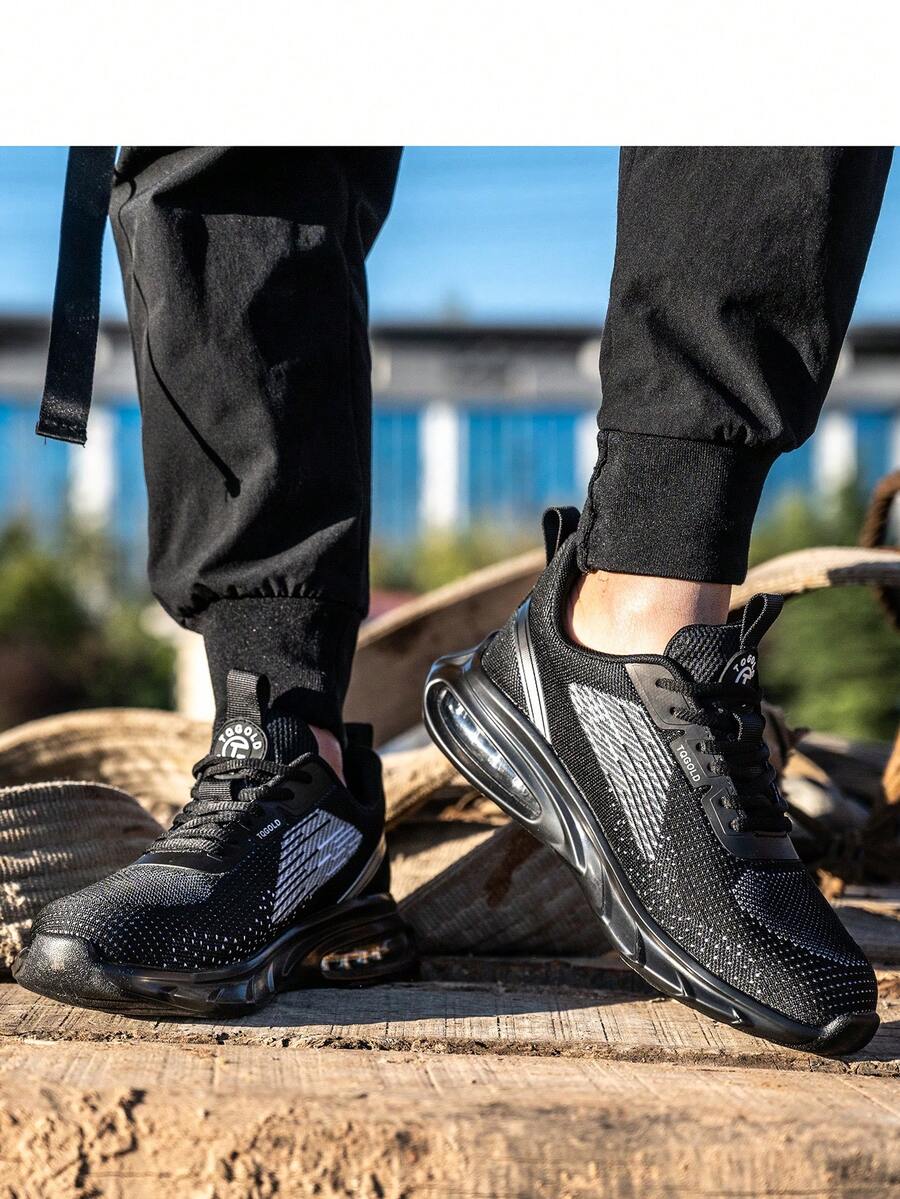 Giày công sở nữ cỡ lớn có mũi rộng, đế giữa bằng sợi Kevlar và mũi thép, đế đệm khí chống đâm thủng & chống va đập - màu đen - Xem 1