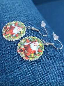 1對聖誕亞克力耳環,可愛的動物掛耳耳環,適用於女性,用作聖誕裝飾