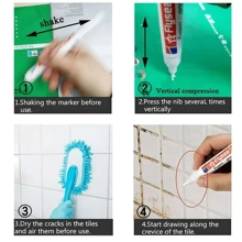 1入組防水瓷磚縫隙修復筆填縫筆,適用於牆面和浴室瓷磚,防霉填縫封口劑