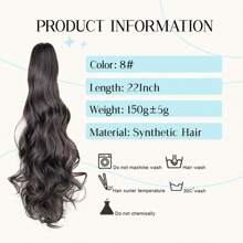 Tóc giả đuôi ngựa dài 22 inch, nặng 140g, chất liệu tổng hợp, thẳng, màu nâu đậm, kiểu kẹp càng cua, phù hợp cho nhiều dịp khác nhau bao gồm Y2K, lễ hội âm nhạc, kỳ nghỉ và mọi mùa. - Màu nâu Sô-cô-la - Xem 3