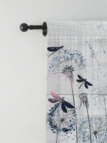 2入組藍色蒲公英圖案窗簾,無孔窗簾,適用於臥室、辦公室、廚房、客廳、書房家居裝飾 - 彩色 - 查看 6
