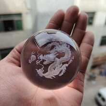 1pc Transparent Crystal Ball With 3d Laser Engraving Of Cute Cat, Love, Chinese Dragon, Rose, Lotus, Tree, Snowman, Giraffe, Polar Bear Creative Home Decor & Birthday Gift For Mom, Friends - Clear - View 16