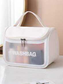 1PC Portable Travel Wash Bag Female Transparent Waterproof Makeup Storage Pouch Beach Bag Beach Essentials Beach Towel Organizer Beach Accessories Beach Stuff Holiday Bag Holiday Essentials For Summer For Vacation - White - View 3