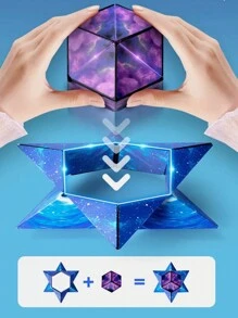 1 Pieza 3d Geométrico Cubo De Rompecabezas Magnético Para La Liberación De Estrés - Rojo - Ver 5