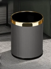 1間飯店客房專用雙層塑膠垃圾桶,家用直立式高級垃圾桶 - 灰色 - 查看 2