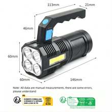 LED Flashlight Hand Lamp Searchlight Home Outdoor Patrol Long Shot Strong Light Charging Super Bright Function - Black - View 8