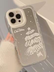 Gucadi 聖誕主題化妝鏡,適用於 iPhone 15/15plus/15pro/15promax,附白色聖誕樹、卡通鴨、可愛小狗、ins油畫風格,藝術風格,高端感觸,鏡面和可愛貓咪設計掛繩 - 彩色 - 查看 3