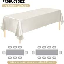 1 pieza Mantel rectangular de satén de 55*120 pulgadas, decoración de mesa de tela suave y brillante adecuada para bodas, novias, fiestas de cumpleaños y de graduación - Blanco - Ver 3