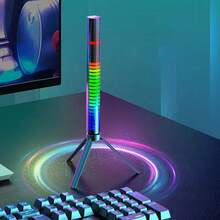 3d多彩聲控rgb汽車氛圍燈,led桌面電競氛圍燈,具有音樂節奏的汽車炫酷燈光,戶外手持氛圍燈