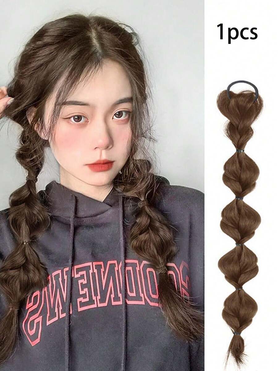 1入y2k風格有趣編織馬尾控髮圈,適用於派對、跳舞、閃閃發光的裝飾、休閒活動、童話和垃圾風格