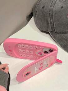 Vintage Sweet Cool Flip Phone Mirror Silicone Case Compatible With Apple IPhone - Pink - View 3