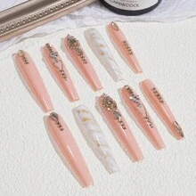 Nâng cấp Của bạn Với 10 cái Y2K Thủ công Độc quyền Thiết kế Móng tay Siêu dài Màu hồng Nhấn Móng tay Với 3D Đồ trang trí , Dễ Đến Mặc - Hồng - Xem 4