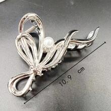 1 Miếng Của phụ nữ Phong cách công chúa , Trân châu & Kim loại Móng vuốt tóc Kẹp Với Tối giản Thiết kế nơ , Thích hợp Đối với Sử dụng hàng ngày , Phụ kiện tóc Đối với Tóc đuôi gà , Tóc lên Hoặc Một nửa Phong cách tóc - Bạc - Xem 5