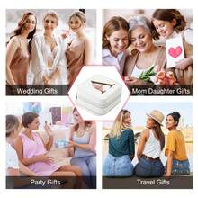 小型珠寶盒珠寶收納盒,首飾架旅行必備品,個性化聖誕生日禮物,女士少女她的朋友媽媽名字字母a-z - 白色 - 查看 5