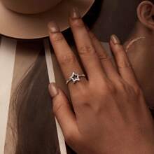 bamoer 1 cái Thật 925 sterling bạc Rỗng Ngôi sao Mở  Nhẫn Đơn giản Có thể điều chỉnh Nhẫn Đối với phụ nữ Bị oxy hóa Màu bạc Tốt Đồ trang sức - Bạc - Xem 4