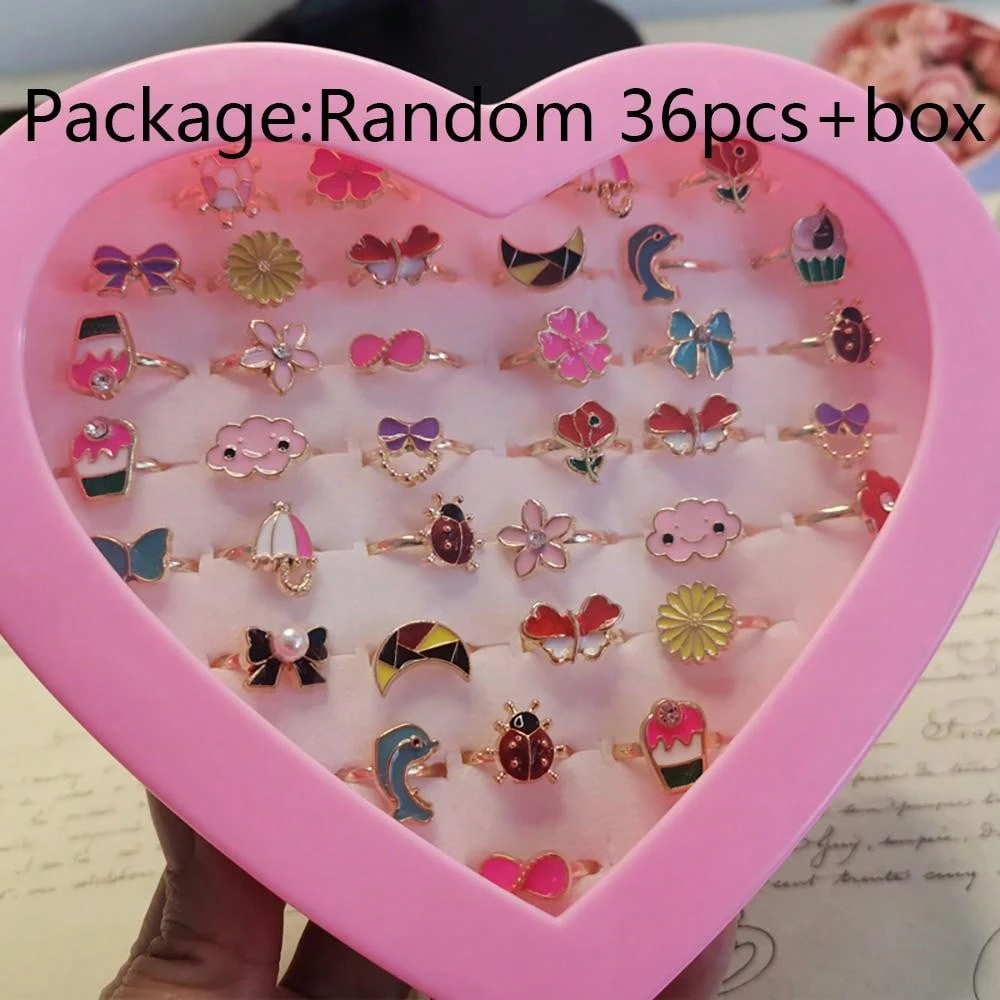 LINYUECH 24er Ringe Set Für Mädchen - Elefanten Einhörner Panda Schmuck Geschenkbox