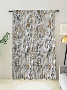 1pc Three-Dimensional Floral Pattern Printed Window Curtain - Mixed color - View 3
