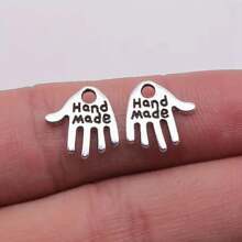 20入組手工小手印精緻創意吊墜,diy珠寶製作配件 - 銅色 - 查看 3