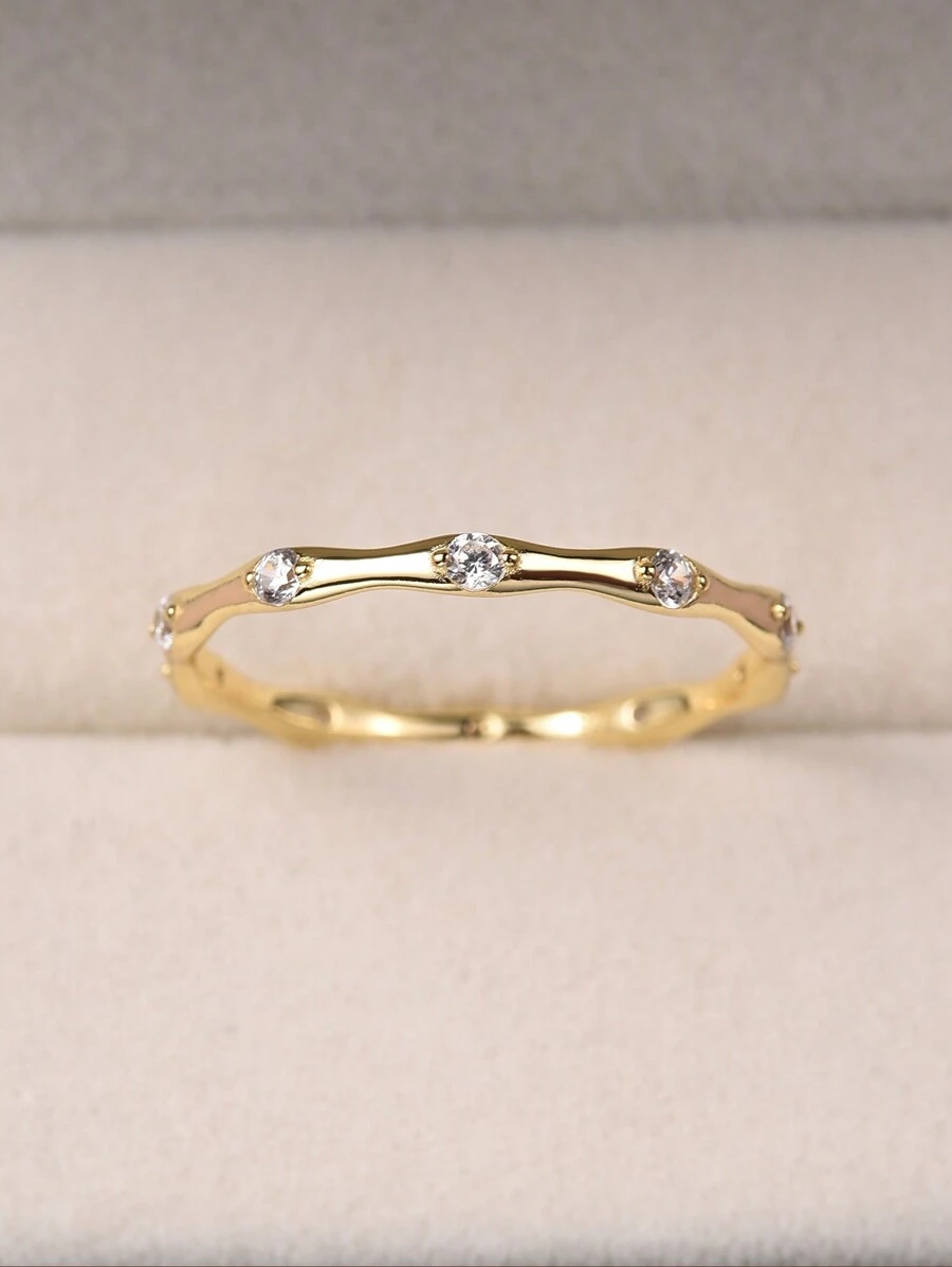 ESBERRY 1 PC Gorgeous Ring Ladies Jewelry 925 Sterling Silver Yellow Gold Plated Fine Jewelry Daily Wear Gifts