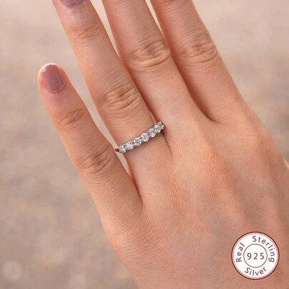 1 Stück Moissanit Diamant Verlobungsring, Damen 925er Sterling Silber Verlobungsring, Ewiger Ring, Jahrestags-Ring, Luxus Schmuckgeschenk für die Braut