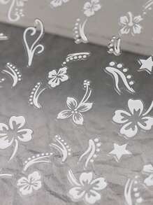 Hình dán móng tay hoa dâm bụt 3D trang trí mùa hè, hình dán móng tay hoa nhiệt đới, hình dán lá nhiệt đới, giấy dán móng tay (2 miếng), dụng cụ làm móng - trắng - Xem 8