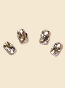 24入組人工假指甲，寬貓眼設計，鑲嵌鑽石和LED燈，用於DIY美甲，附有指甲文件和膠水 - 咖啡棕 - 查看 5