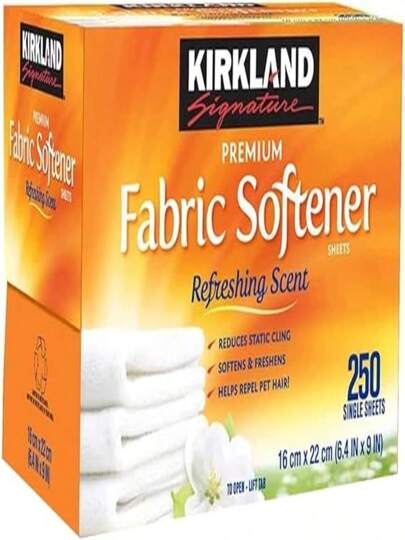  MARVAL TECH - Kirkland Signature Hojas Suavizantes De Tela Para Secadora Sin Arrugas De Primera Calidad Aroma Refrescante 250 Unidades