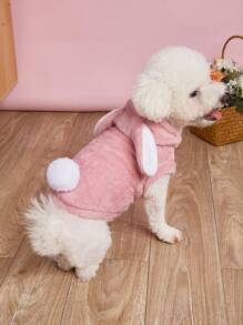 Soft Plush Fabric Pet Clothes With Detachable Ears & Tail, Excellent Pet Pajamas, Pink Bunny Design - Pink - View 2