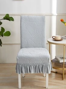 1 件純色彈性椅套,白色椅套裙邊,適合餐廳、婚禮、派對、宴會和家庭使用 - 灰色 - 查看 1