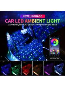 新款5v Usb車用氛圍燈車內裝飾霓虹diy腳底星光氛圍燈 - 彩色 - 查看 8