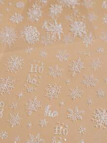 2pcs Glitter White Snowflake Nail Stickers Elk Star Heart Christmas  Winter New Year  Self Adhesive Slider - White - View 2