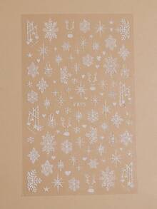 2pcs Glitter White Snowflake Nail Stickers Elk Star Heart Christmas  Winter New Year  Self Adhesive Slider - White - View 4
