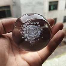 1pc Transparent Crystal Ball With 3d Laser Engraving Of Cute Cat, Love, Chinese Dragon, Rose, Lotus, Tree, Snowman, Giraffe, Polar Bear Creative Home Decor & Birthday Gift For Mom, Friends - Clear - View 14