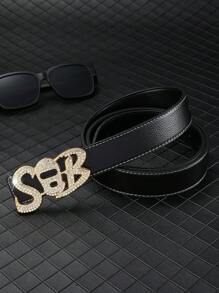 1pc Popular Hip Hop Diamond Decorated Belt Buckle With Sob Letters For Men, Fashionable Gift For Family And Friends - Gold - View 2