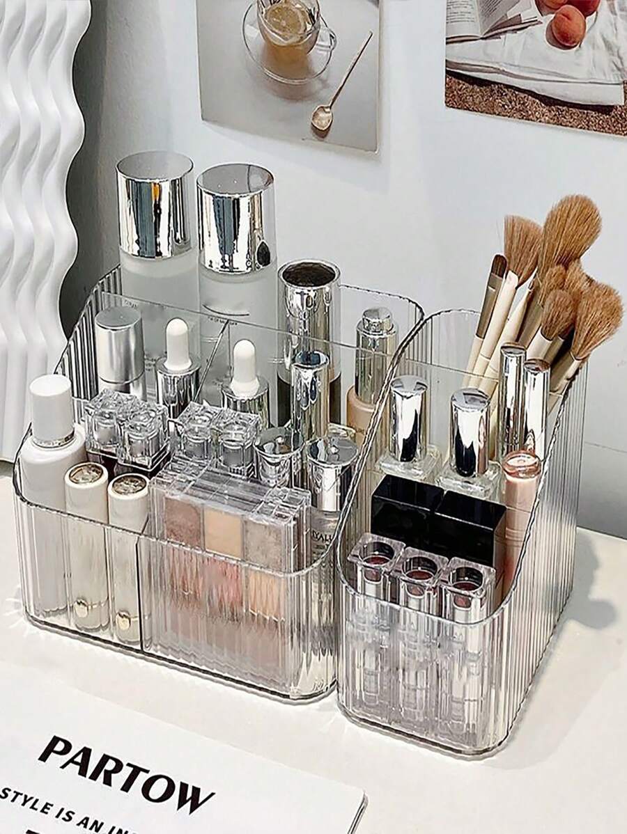 1 Giá trưng bày mỹ phẩm nhiều lưới trong suốt, Hộp lưu trữ mỹ phẩm acrylic tuyệt vời, dùng để đựng cọ, mỹ phẩm, bút, đồ lặt vặt để bàn, hộp đựng đồ gia dụng, thích hợp cho bàn trang điểm, phòng tắm, phòng ngủ, gia đình và ký túc xá - Trong sáng - Xem 1