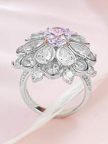 煙火paparacha戒指,新品上市,女孩925純銀粉紅鑽石戒指 - 粉色 - 查看 2