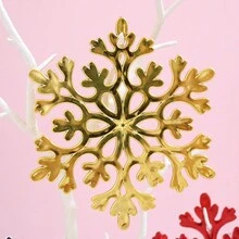 1組(3入)聖誕裝飾雪花&金色花卉節日裝飾品,適用於家居裝飾